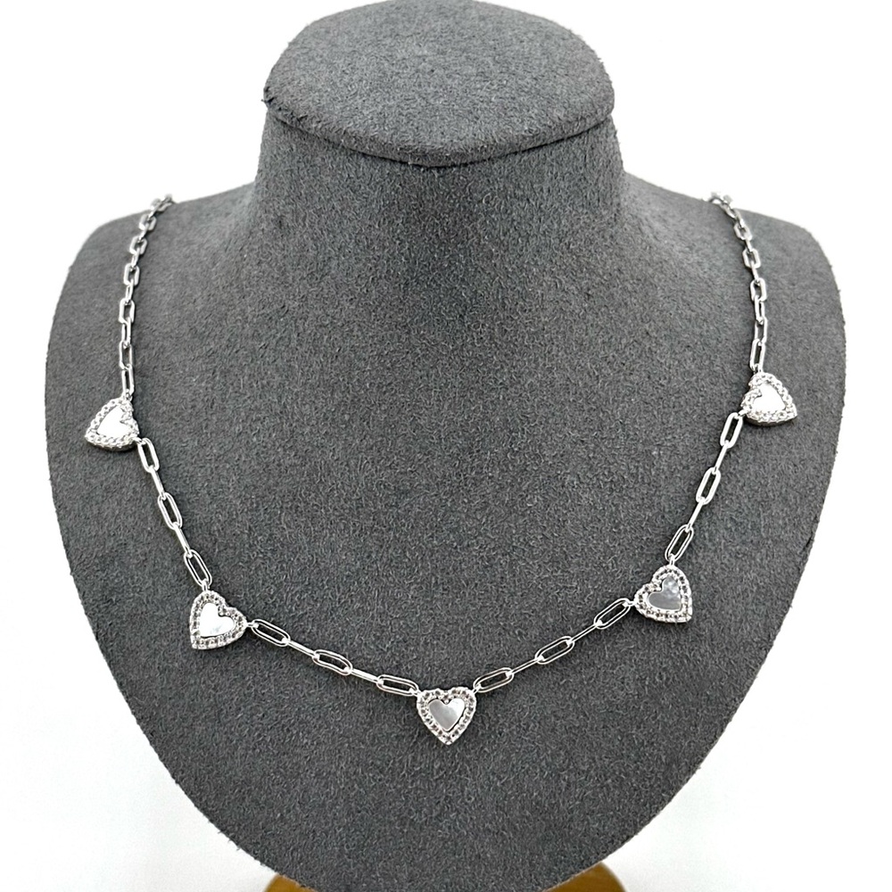 925 Sterling Silver Mother of Pearl Heart Necklace